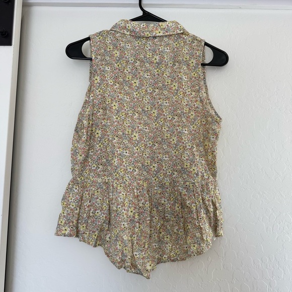 American Rag Sleeveless Yellow Floral Tank Top Cottage Peasant Lace Button Up Sm - Picture 2 of 6